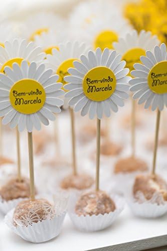 Cupcake toppers Daisy Flower, Personalized (set of 20)