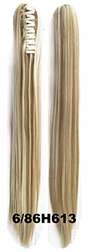 Simpleyourstyle 55cm Synthetic Jaws Clamp Claw Straight Ponytails Hair Extensions Clip in on Hairpiece Heat Resistant Blonde Brown Black U Pick (6/86H613)