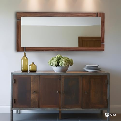 ARD Espejo Decorativo de Pared con Marco de Madera 138x55 cm | Glanz Oak Grand Cuerpo Completo Tipo flotado, diseño cálido y Elegante Ideal para Sala, Comedor o recámara