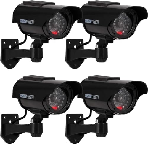 ERWEY CCTV Surveillance Cameras with Flashing LED Light 4 Pack Black