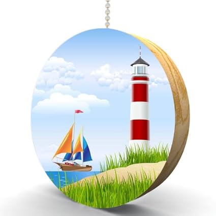 Amazon Com Lighthouse And Sailboat Hardwood Oak Fan Light Pull