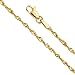 14k REAL Yellow Gold Solid 1.5mm Diamond Cut Rope Chain Necklace with Lobster Claw Clasp - 20
