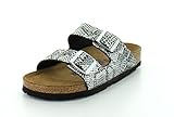 Birkenstock Women's Arizona Soft Footbed Sandal Python Silver Leather Size 39 N EU