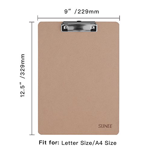 image for SUNEE Clipboard Low Profile Clip, Letter Size Hardboard (30 Pack), Lig