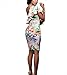 PRETTYGARDEN Women's One Off Shoulder Floral Printed Ruffle Chest Bodycon Midi Dress (Small, Style 2)