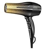 Remington D5951 Ultimate Frizz Control Hair Dryer with Ionic and Ceramic Technology, Black & Gold Glitter