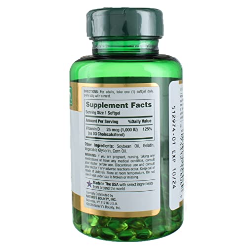 Nature's Bounty Vitamin D31000 IU, Rapid Release Softgels 250 ea (Pack