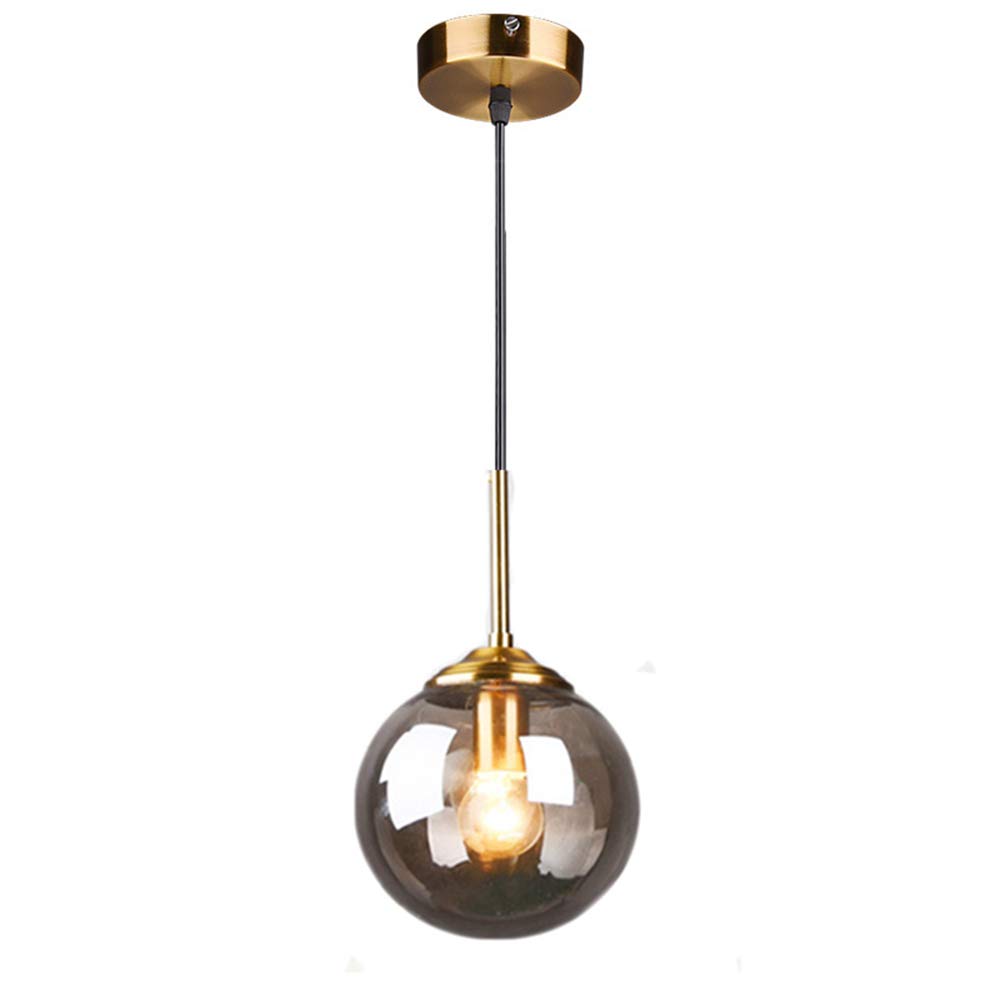 MZStech Industrial Retro Loft Glass Globe Pendant Light, Cluster Chandelier Hanging Lamp Fixture Brass Fittings (Grey)