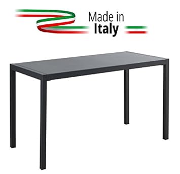 ALTIGASI Tisch für Außen QUATRIS 120 x 70 cm aus Eisen verzinkt und pulverbeschichtet Farbe Eisen Antik – rostet Nicht. – Pro