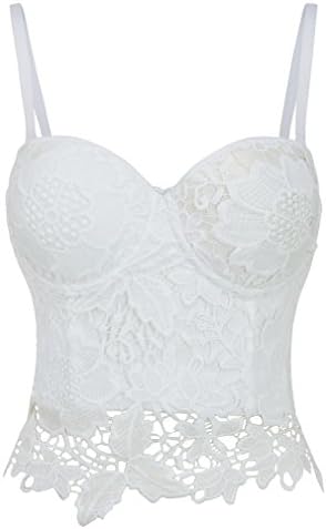 ImilanWomen's Floral Lace Corset Crop Top Bustier Punk Club