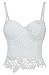 Imilan Women's Floral Lace Corset Crop Top Bustier Punk Club ((US 6-8)L, White)