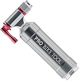 Pro Bike Tool CO2 Inflator with Cartridge Storage Canister Quick, Easy and Safe - for Presta and Schrader - Bicycle Tire Pump for Road and Mountain Bikes - No CO2 Cartridges Included (Titanium)