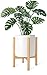 Mkono Plant Stand Mid Century Wood Flower Pot Holder Display Potted Rack Rustic, Up to 14 Inch Planter (Plant and Pot NOT Included), Naturalthumb 1