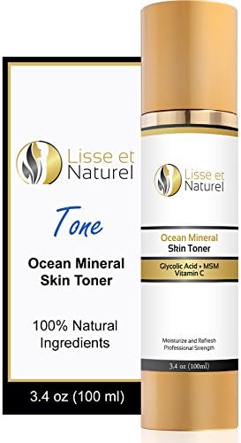 Lisse et Naturel Ocean Mineral Skin Toner - 100% Natural and Organic Anti Aging Face Toner With Vitamin C, Glycolic Acid, MSM &amp; More - Nourishes and Hydrates The Skin Deeply - 3.4 OZ Size