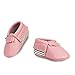 Frills Infant Toddlers Baby Boys Girls Soft Soled Fringe Crib Shoes PU Moccasins (12-18 M / 12.5cm - Length, 6.5cm - Width, Pink/Stripes)