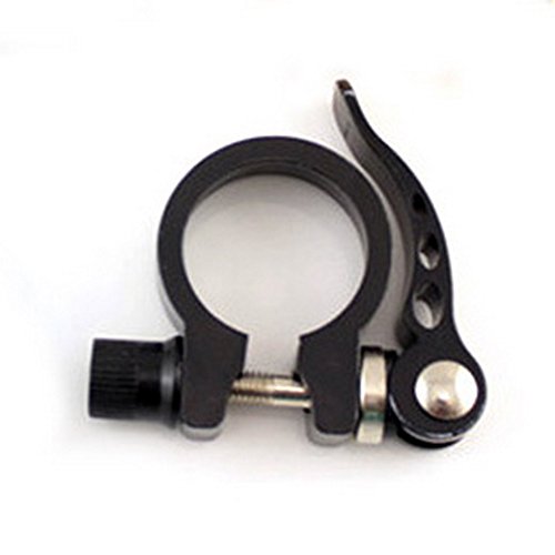 ADSRO 31.8mm Alloy Bicycle Seat Clamp Quick Release Seatpost Tube Clip Mountain MTB Bike Seat Post (Black)