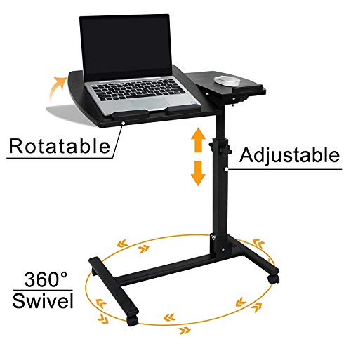 HomGarden Portable Height Adjustable 360° Swivel Laptop Notebook Desk Table Stand Holder Home Office PC Computer Mobile Laptop w/Wheels, Black