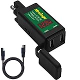 Mroinge 5V 4.8A Motorcycle USB Charger SAE to USB Adapter with Voltage Current Display, Quick Disconnect Plug with Dual USB Charger Perfect for your iPhone iPad GPS any Smartphone, with ON/OFF Switch