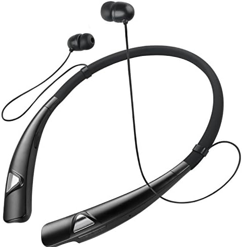 Wireless Headphones, Earfly Bluetooth Headphones Wireless in-Ear Sports Earbuds Neckband Design with Retractable Earbuds Built-in Mic for Two Devices Connected.（black）