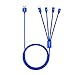JASTEK Multi Charging Cable, 3.3 Feet (1M) 4 in 1 Braided Multiple Charging Cable Alluminum Adapter Connector with Type C, 2x 8 Pin Lighting, Micro USB for Universal Use - Blue
