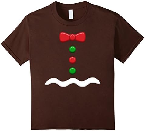 Kids Gingerbread Man Costume Funny Christmas T-Shirt 12 Brown