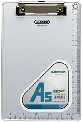 Glosen A5(9"x 6") alloy Clipboard Clip Hardboard Tablet File Clip with Scale (A5)