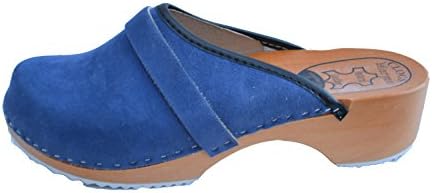 Meryno Women Clogs Wooden Sole Suede Leather Brown red Beige P1s
