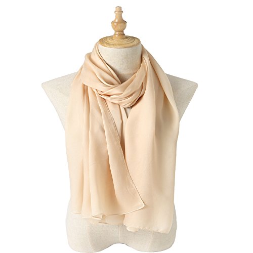 Bellonesc Silk Scarf 100% silk Long Lightweight Sunscreen Shawls for Women (cream colored)