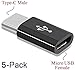 Josi Minea x5 Pcs USB 3.1 Type C [ USB-C ] to Micro USB Adapter Connector for Samsung Galaxy S8 & S8 Plus, Google Pixel, LG G6 / G5 / V20, Nexus 5X / 6P, New Macbook, OnePlus 3/2 - Black [ 5 Pack ]