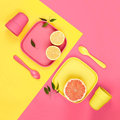 Bamboo Kids Cups, 4 Pack Set, Stackable Bamboo Drinking Cups, Bamboo