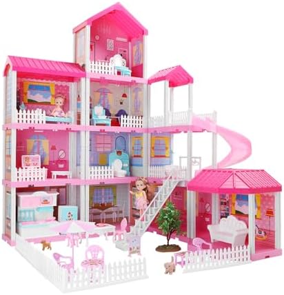 TEMI Doll House Dreamhouse Girl Toys 4-Story 11 Doll House Rooms