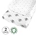 Changing Pad Cover Set - 100% Organic Jersey Cotton - 2 Pack Unisex Design Gray and White - Best Baby Shower Gift Perfect for Bassinet Sheets for Boy or Girl 16X32 - by My Little North Star