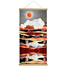 Wooden Framed Hanging Poster Nordic Style Nature Landscape Wall Picture Canvas Artwork for Home Decoration Ready to Hang - 18"x36"