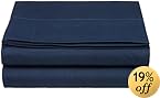 Cathay Luxury Silky Soft Polyester Single Flat Sheet, King Size, Navy Blue