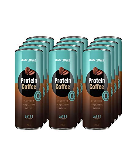 Body Attack Protein Coffee, 12 x 250ml, Coffee Latte, Eiskaffee mit Koffein, Arabica-Kaffeegetränk, erfrischendes…
