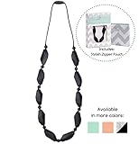 Goobie Baby Naomi Silicone Teething Necklace for Mom to Wear, Safe BPA Free Beads to Chew - Black