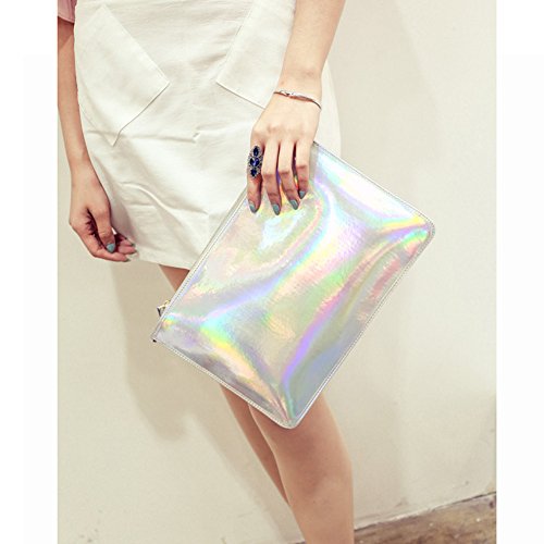 Women's Hologram Anti Wrinkle Wristlet Wallet Clutch Bag, Cell phone Pouch, Envelope Evening bag