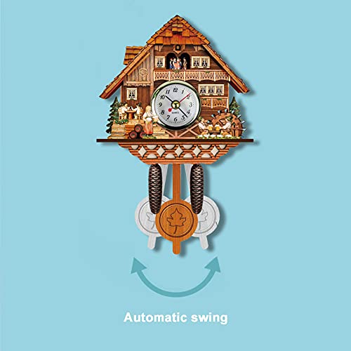 Taktom Quartz Cuckoo Clock Black Forest House With Moving Train, With