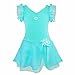 FEESHOW Kids Girls' Ruffle Flutter Sleeve Gymnastic Leotard Ballet Tutu Dress Skirt Princess Dance wear Costumes Turquoise 3-4