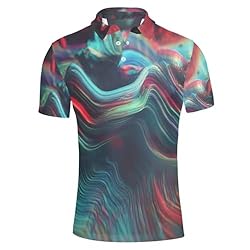 HUGS IDEA Abstract Art Lines Golf Shirts for Men
