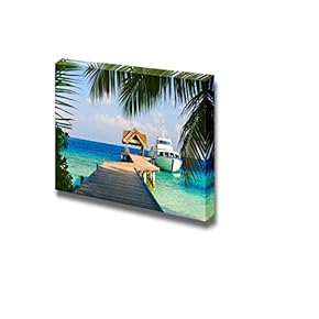 Canvas Prints Wall Art - Yacht Moored Shot Through a Opening in The Trees - 12" x 18"