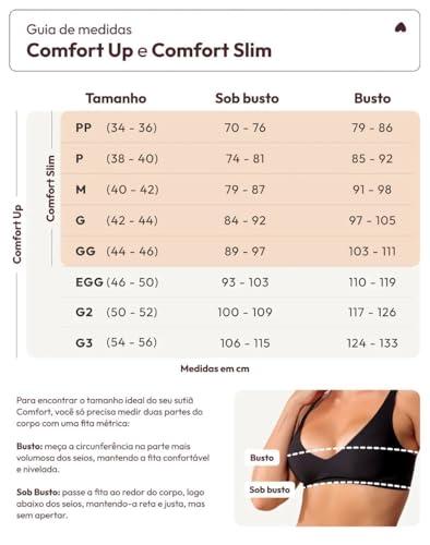 Sutiã Comfort Up Corte a Laser e Sustentação Sem Aro e Costura Fita Up Oficial