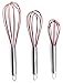 Alphastarx Stainless Steel Kitchen Whisks - Set of 3 Silicone Whisk Utensils for Whisking, Blending, Stirring & Beating - Great Egg Beater Blender, Milk Frother - 12
