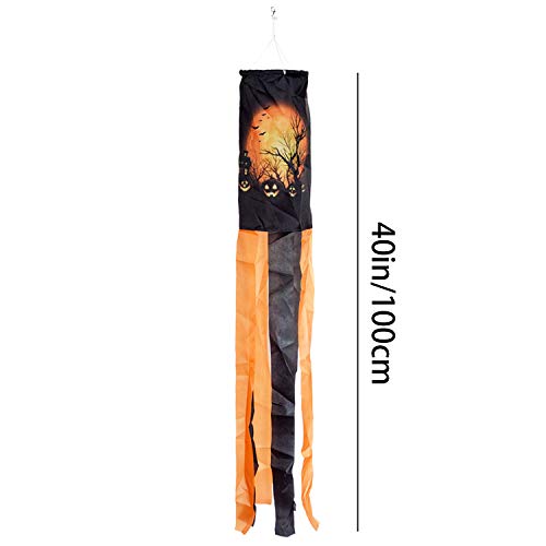 PINCHUANG 40 Inch Halloween Pumpkin Ghost Windsock Flag, Halloween Windsock Outdoor Hanging Decoration for Front Yard Patio Lawn Garden Party Decor(Pumpkin Windsock) - Thumbnail 2