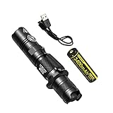 Nitecore MT22C 1000 Lumen Infinitely Variable Brightness Rotary Switch Compact Tactical LED Flashlight with 3400mAH High Capacity USB Rechargeable Battery & LumenTac Charging Cable