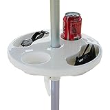 AMMSUN Plastic Beach Umbrella Table with 4 Cup Holders, White