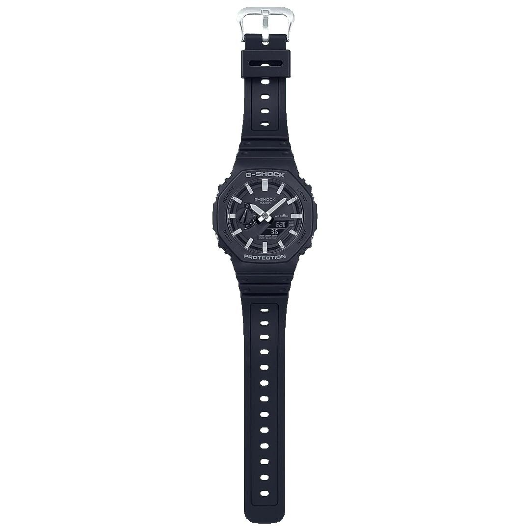 Casio Men GA-2100-1AER G-Shock Carbon Core Octagon Series Watch -Black, Black, Strap.