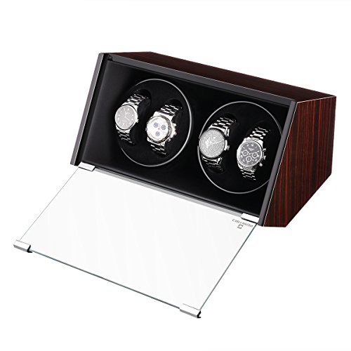 CRITIRON Automatic Single Watch Winder Case Rotating Watches Display Storage Box Black (4+0)