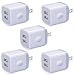5 Pack USB Wall Plug, HUHUTA Dual Port 2.1A Universal Phone Wall Charger Block Box Cube Replacement for iPhone, iPad, Samsung Galaxy S10/S9/Note 9, LG, Pixel, Moto, Google, HTC, and More