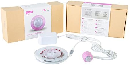 forpow Unber Bed Night Light for Kids Motion Activated Auto On/Off Timer 30seconds to 10minutes 5 level brightness Warm Soft Glow(White single sensor for crib)